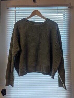 Haute Hippie Olive Green Crew Neck Knit Sweater